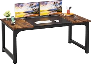 LITTLE TREE 63 Inch Large Executive Office Desk, Simple Computer Workstation with 31.5 inch Extra Wide Desktop for Home Office