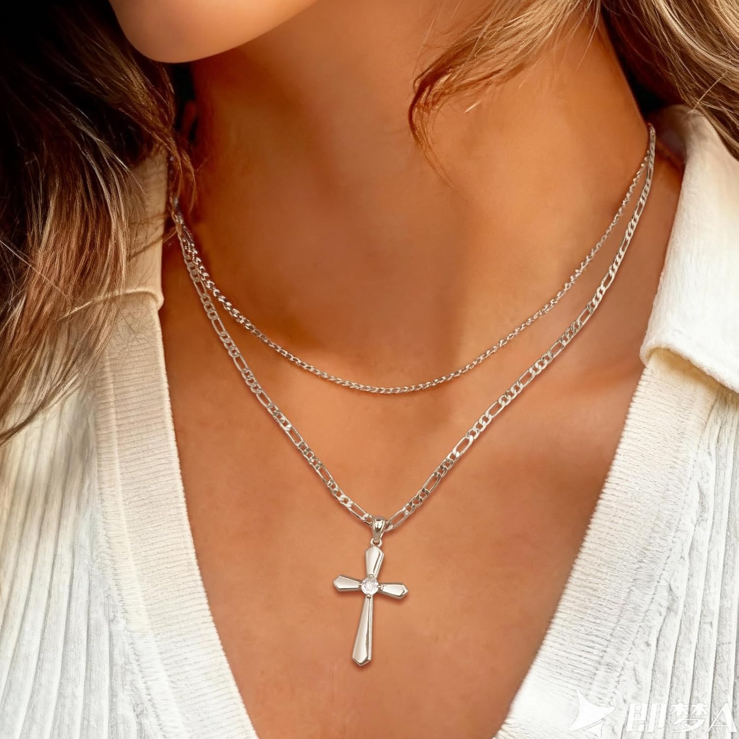 AiliFe 14K Gold Plated Cross Necklace for Women with Cubic Zirconia, Silver Crucifix Pendant Hypoallergenic Womens Christian Jewelry Gift for Birthday, Baptism, Communion - Image 6