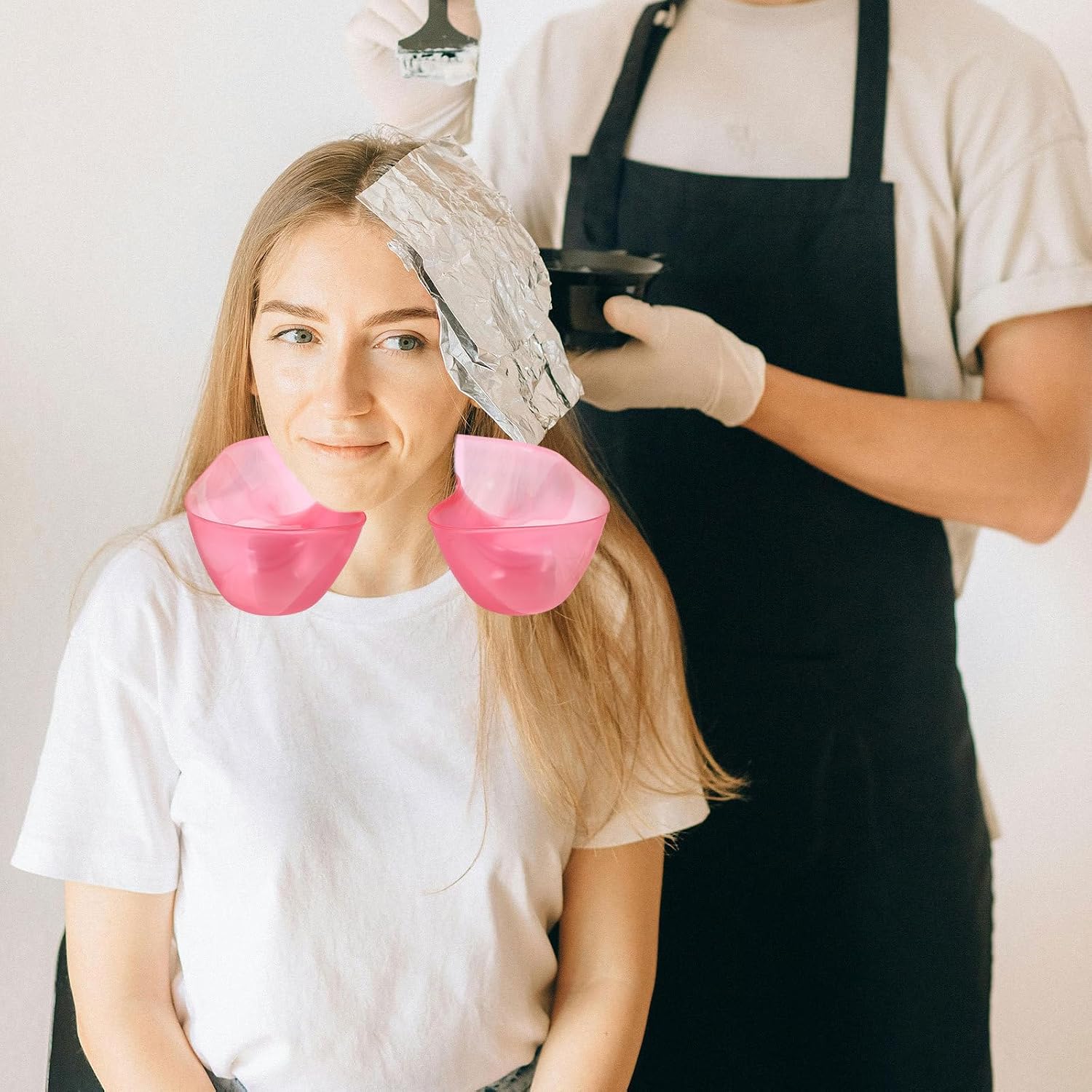 Portable Pink Hair Neck Tray Shampoo Basin for Hair Coloring and Washing Plastic Space-saving Design with Clothing Protection