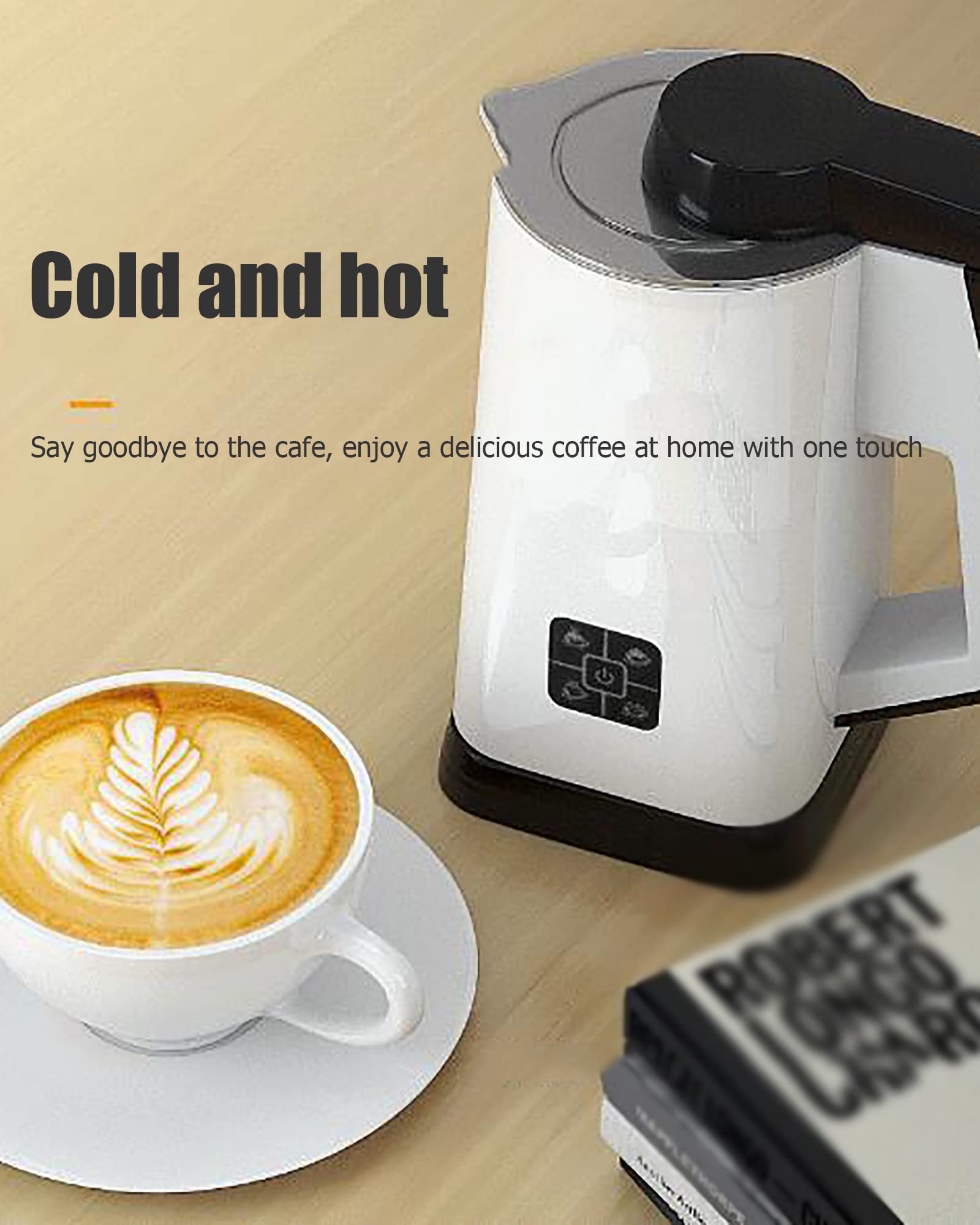 HMTE Montalatte Elettrico e riscaldatore per brocca Macchina, schiumatrice in Acciaio Inossidabile con funzionalità Caldo Freddo, Ideale per caffè Latte o Cappuccino, Rivestimento Antiaderente