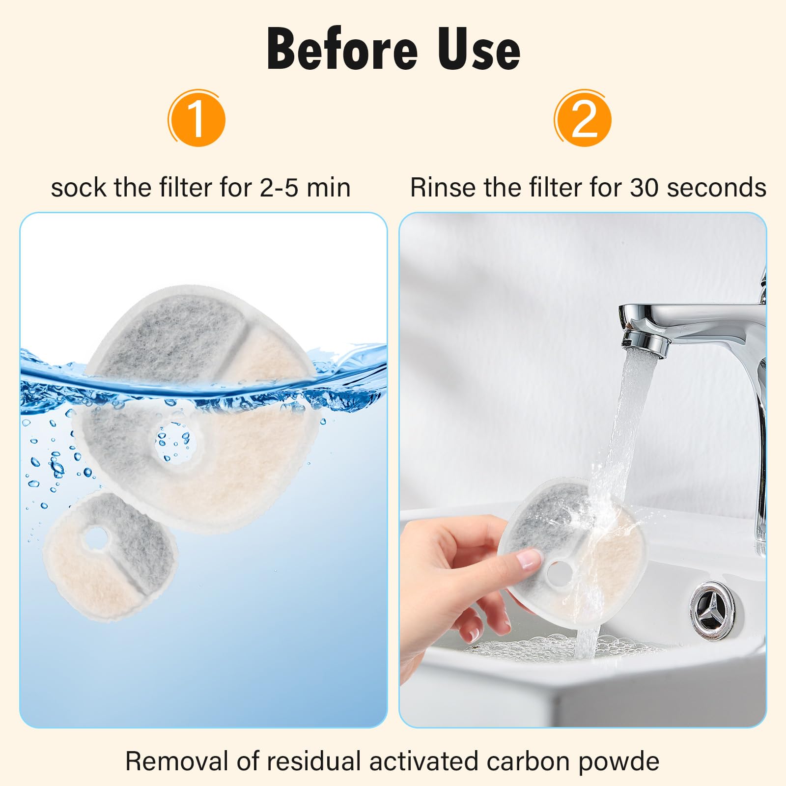 Filter Replacements Compatible With E1/E1 Cat Fountain (2L/67oz), 16 Pack Re