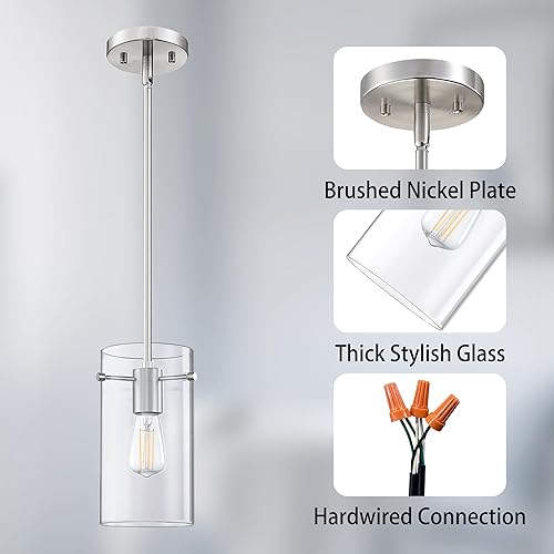 Miniatura 8 de Doraimi Lighting Paquete de 3 lámparas colgantes modernas para isla de cocina, pantalla de vidrio transparente de 4.7 pulgadas, lámpara colgante de