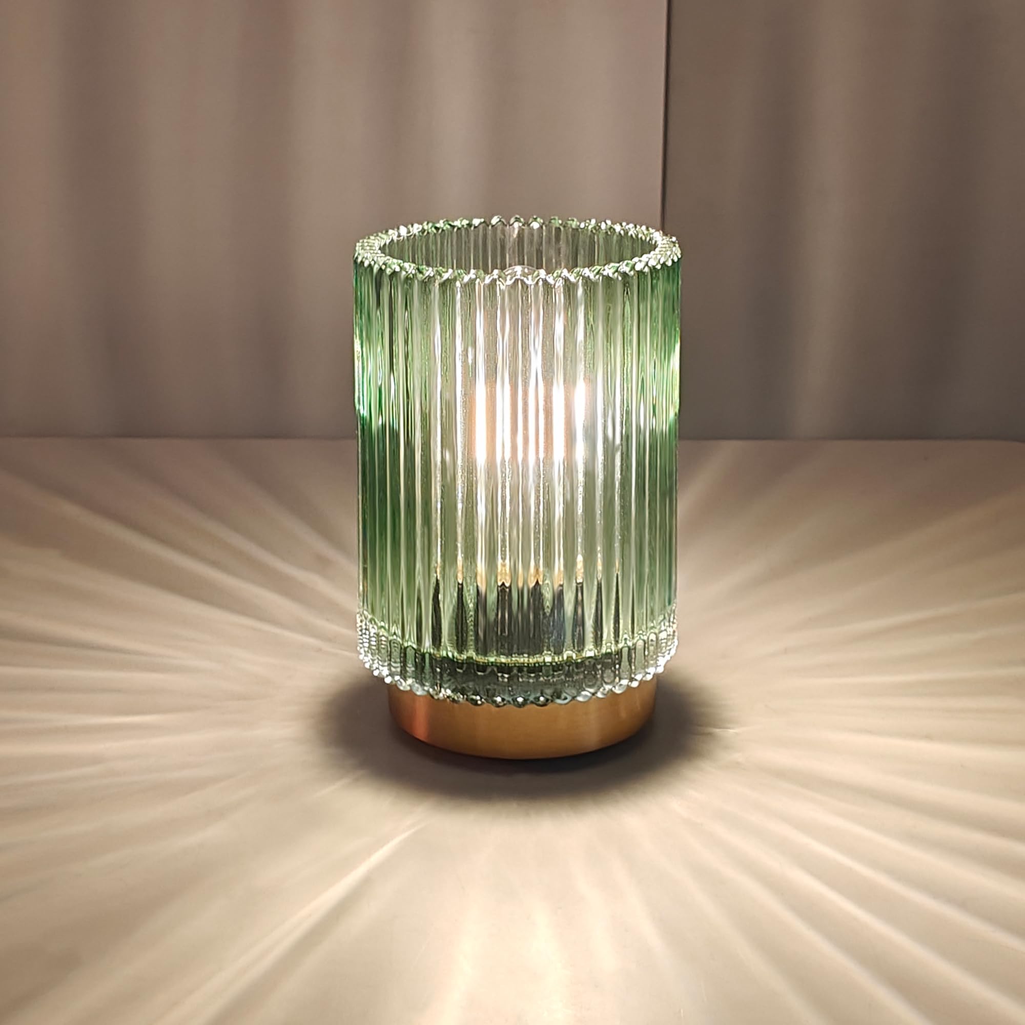 Lampe de Table sans Fil Rechargeable - Lampe de Chevet Lampe Nuit en Verre Romantique pour Chambre Salon Café Bistro Restaurant(Vert)