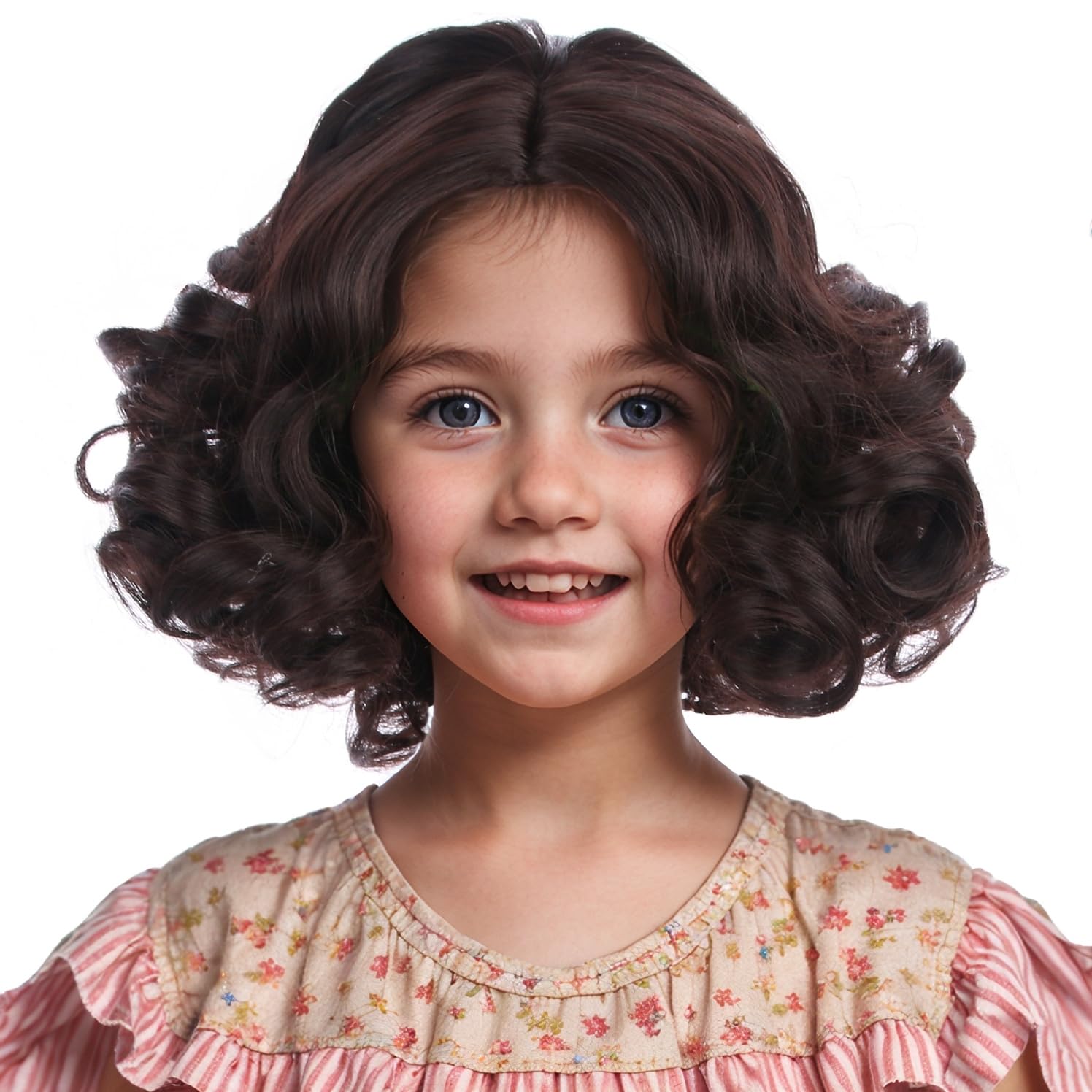 PATTNIUM Kids Brown Wig Girls Short Curly Brown Wig Child Dark Brown Synthetic Wigs