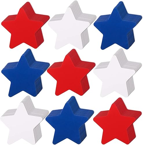 360 piezas de recorte patriótico de estrellas de papel 4 de julio, formas de estrella del Día de la Independencia, troquelados para tablón de