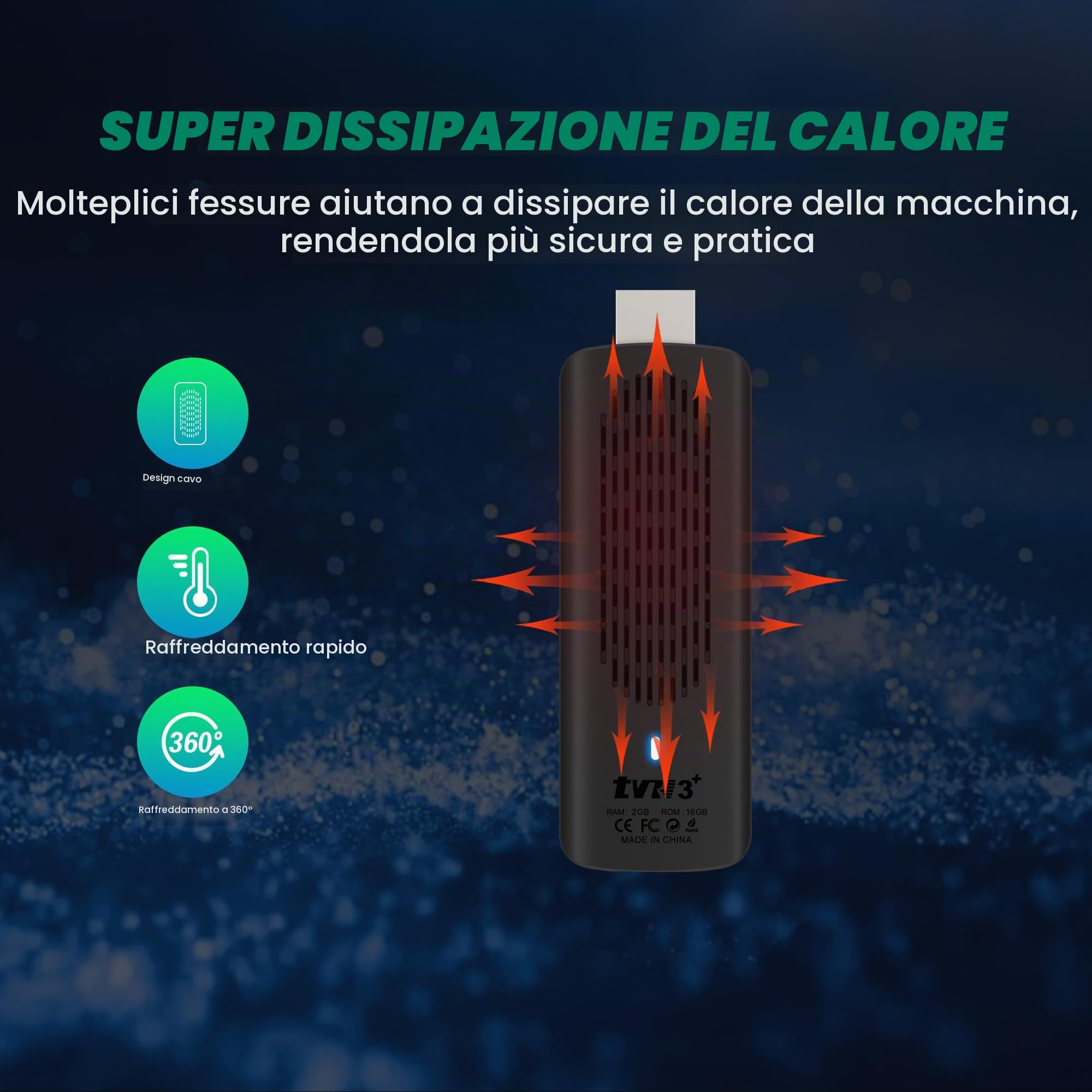 Android TV Stick 14.0,2026 2026 2 GB di memoria RK3518 Quad-Core 64bit Cortex-A53 Chipset e GPU Mali 450 MP2, Android 4K Stick Supporta 2.4G/5G WIFI dual-band Bluetooth5.4 HD2.0 USB3.0
