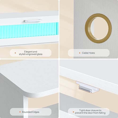 Miniatura 7 de HOOBRO Soporte de TV flotante con toma de corriente de luz LED para hasta 65 pulgadas, estante de TV montado en la pared, centro de entretenimiento