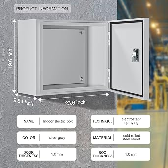 Metal Electrical Enclosure Box, Indoor&Outdoor Electrical Junction Box, Dustproof and Moisture Proof Metal Electrical Box with Safety Lock,Universal Electric Equipment Enclosure Box