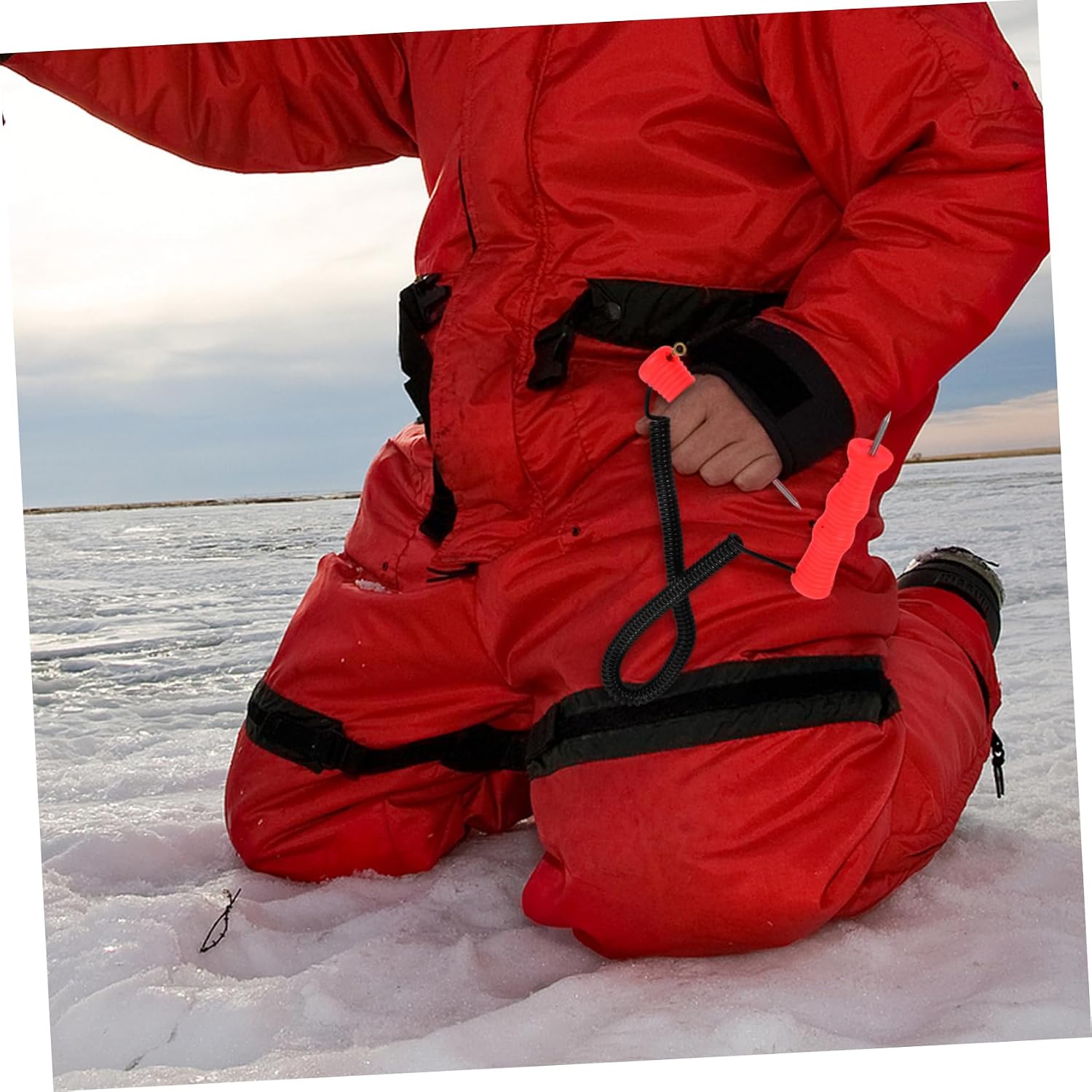 Milisten Portable Ice Chisel with Orange Neck Strap Handheld Ice Picker and Winter Sports for Outdoor Use