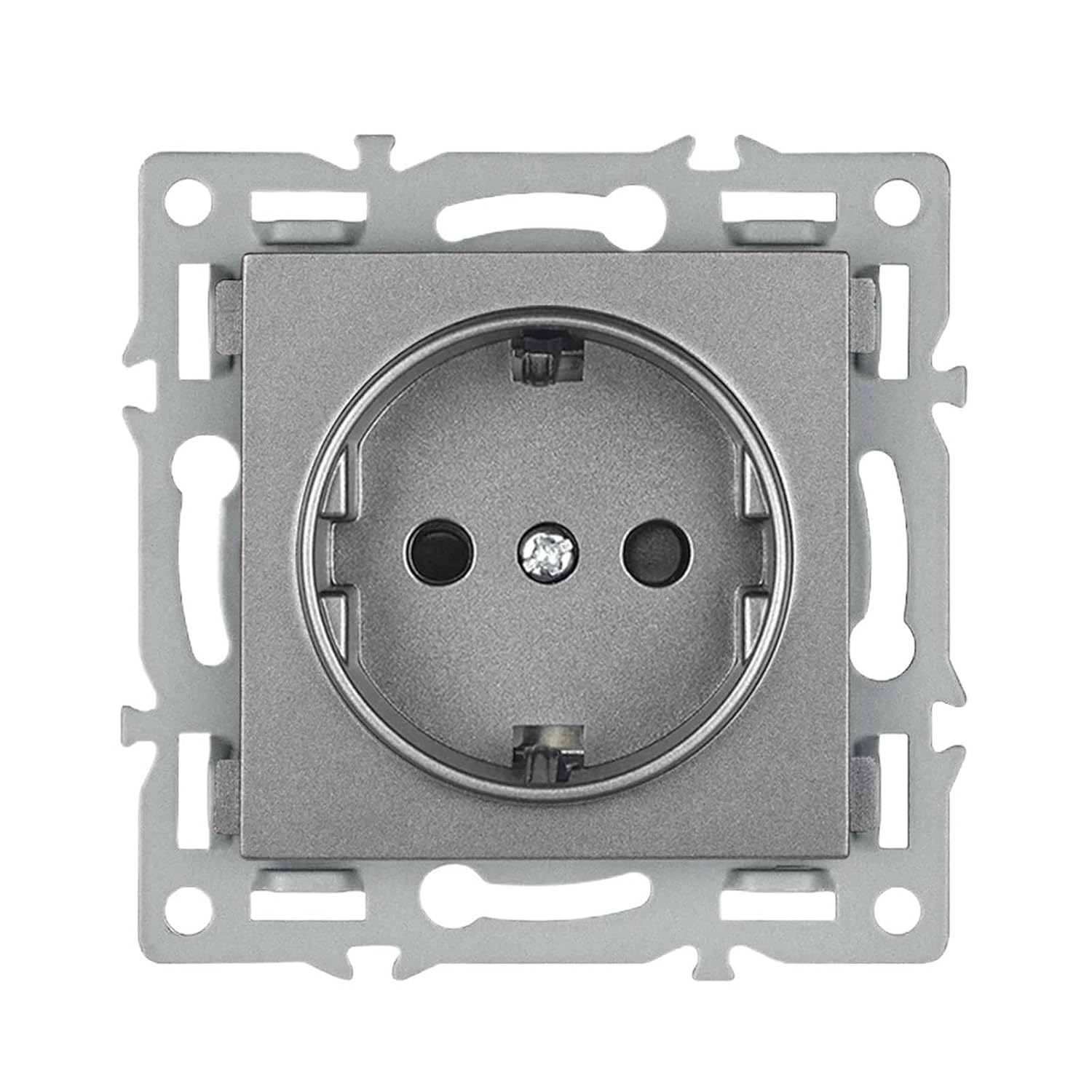 F6 Multiple Frames Gray Tempered Glass Panel,Light Switch UN EU French wall Socket dimmer Fan Foot lamp Rj45 Module DIY(EU)