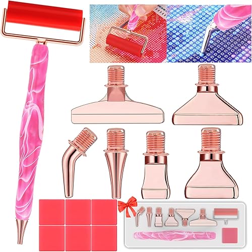 Heyseri 15 bolígrafos de pintura de diamante con rodillo de rueda, bolígrafos de arte de diamante de acero inoxidable, puntas de rosca de metal sin