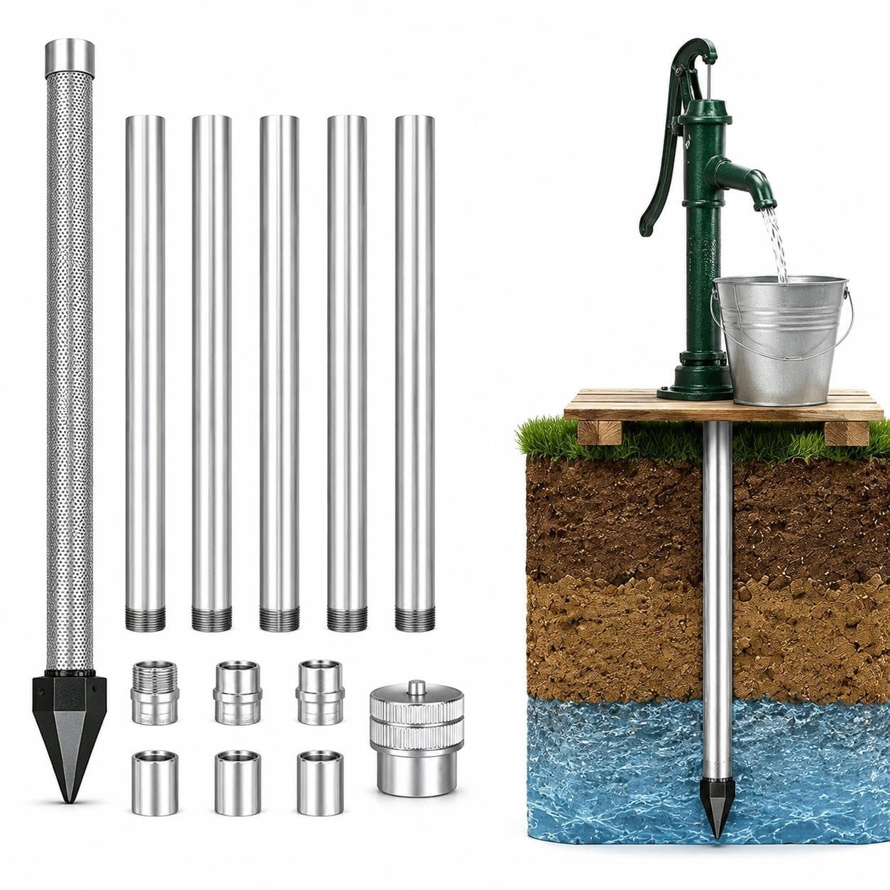 Kit Punta Filtrante Per Pozzi Da 1-1/4 Pollice, Set Robusto Perforazione