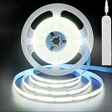 5V Motion Sensor COB LED Strip Lights,Time-Delay Adjustable,Two Power Supply Ways,Battery Poweredno Battery,9.84FT/3M,Cool White 6500K,320LEDs/M,8mm Width,for Kitchen Cabinet