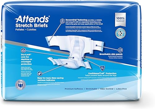 Miniatura 4 de Attends Calzoncillos elásticos con tecnología avanzada de bloqueo seco para el cuidado de la incontinencia de adultos talla LXL unisex 96 unidades