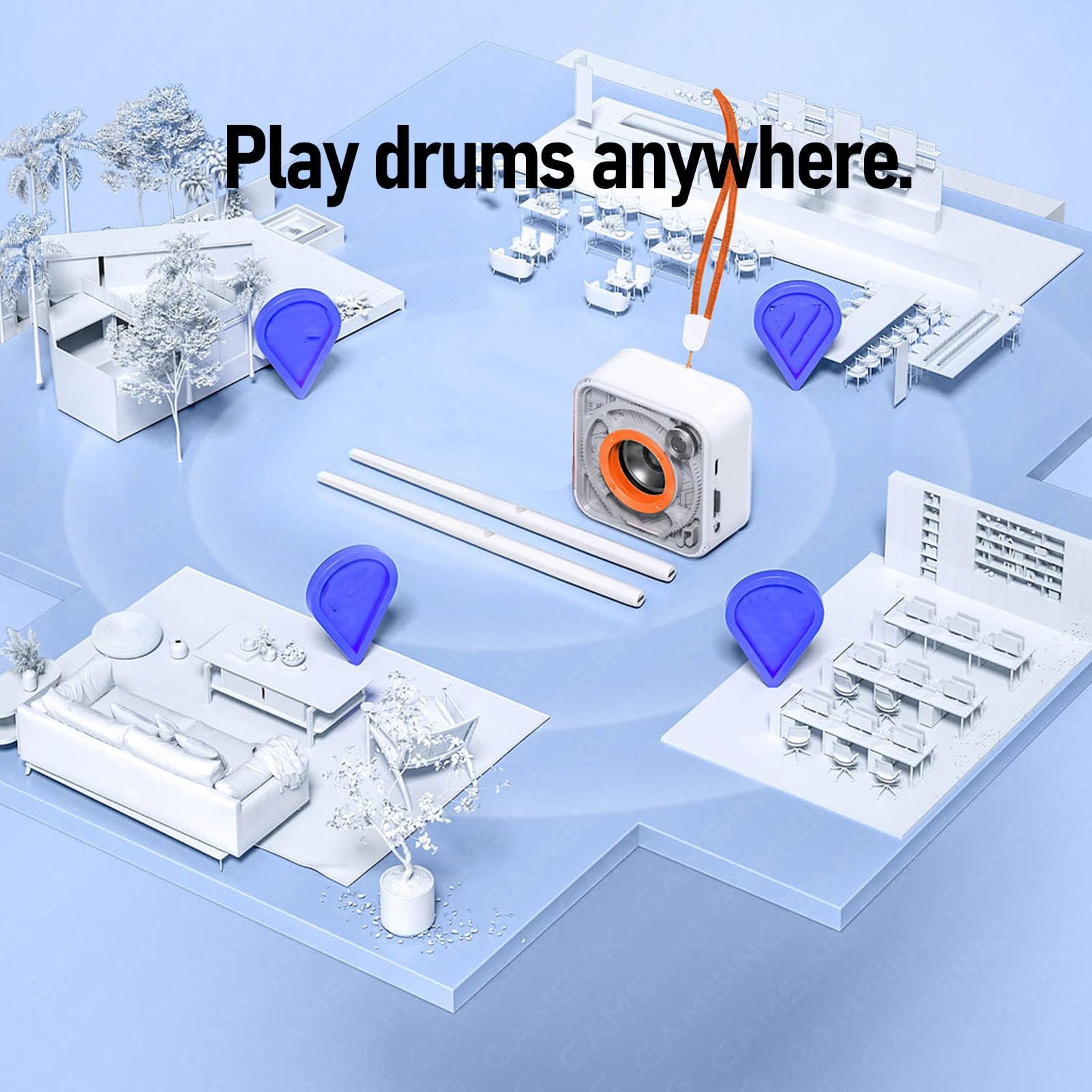 Batería electrónica, tocar la batería en cualquier lugar en cualquier momento, Virtual Air Drum Set con altavoz para bateristas principiantes practicantes Instrumentos musicales