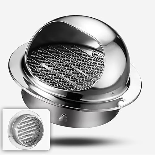 Miniatura 6 de Tapa de ventilación de aire de acero inoxidable 304, cubierta de salida de ventilación de pared redonda, tapa de lluvia para tubo de escape de