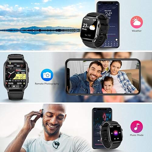 Miniatura 6 de Smart Watches for Men with 3Bands, 1.96" HD Large Screen Fitness Rugged Smartwatch with Bluetooth Call, Heart RateSpO2Sleep Monitor Outdoor