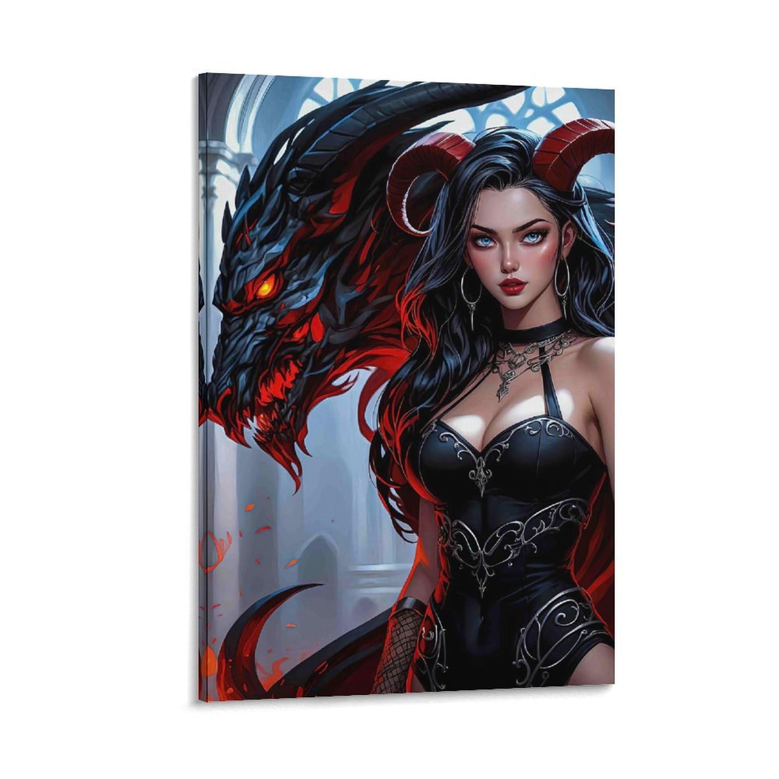 DHBANEIOK Demon Queen Fantasy Poster Artwork Canvas Prints Picture Modern Canvas Wall Art Picture Wall Hanging for Home Decorations 16x24inch(40x60cm)