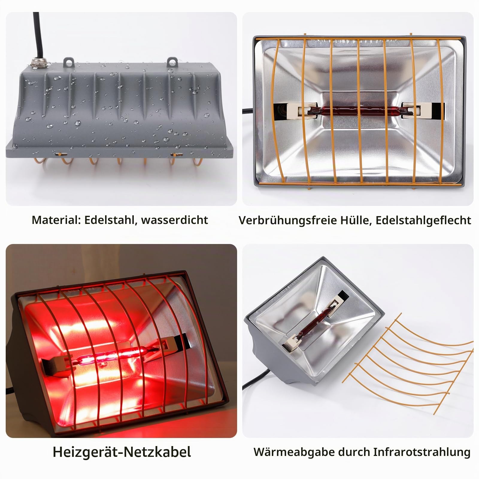 PORFOYO Wärmelampe Tiere Lampenschirm, Rotlichtlampe Wärmelampe 175 W Für Hühner, Infrarotlampe Wärmestrahler Mit Sparschalter, Kückenlampe Für Küken, Welpen, Brüter, Lämmer, Enten