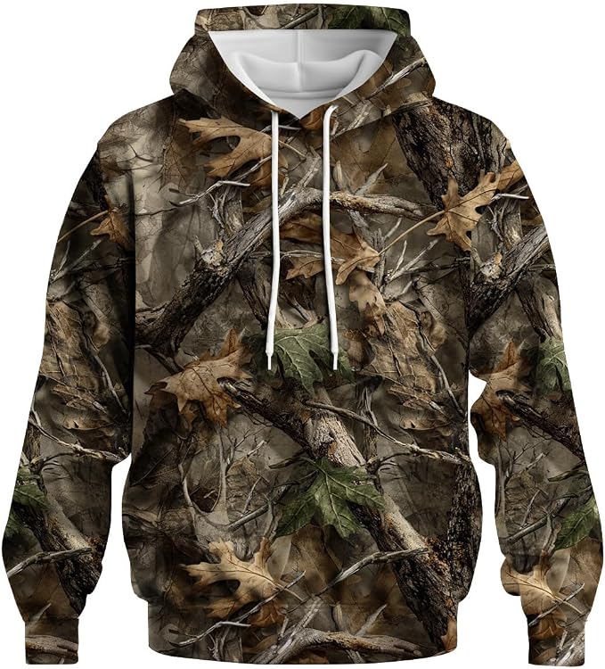 Camo Hoodie Hunting Camouflage Long Sleeves Pullover Hoodies for Men