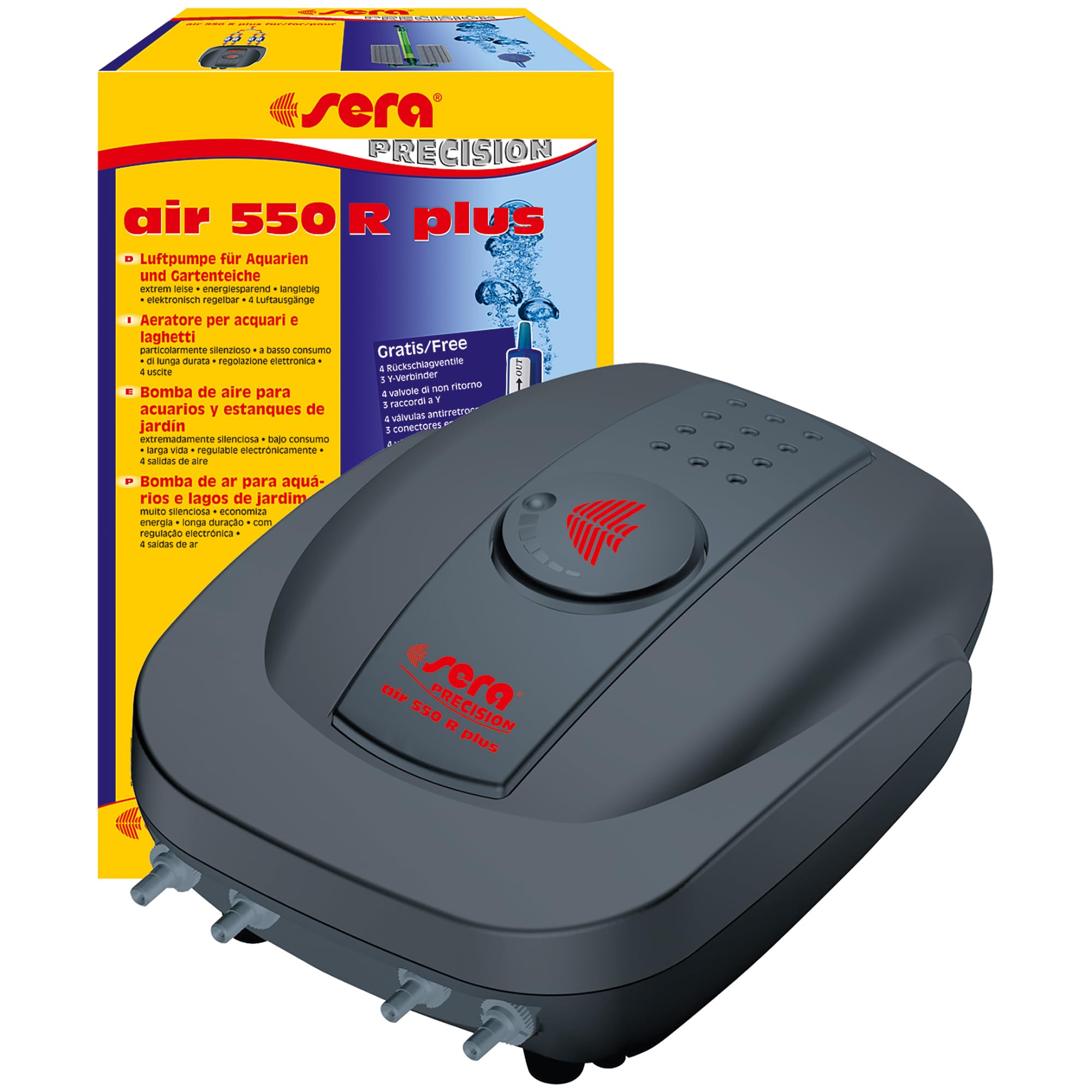 Sera Air Plus - Extremely Quiet, Particularly Energy-Saving and Powerful Air Pumps - Can be Controlled Electronically in Many Cases and up to 4 Air Outputs