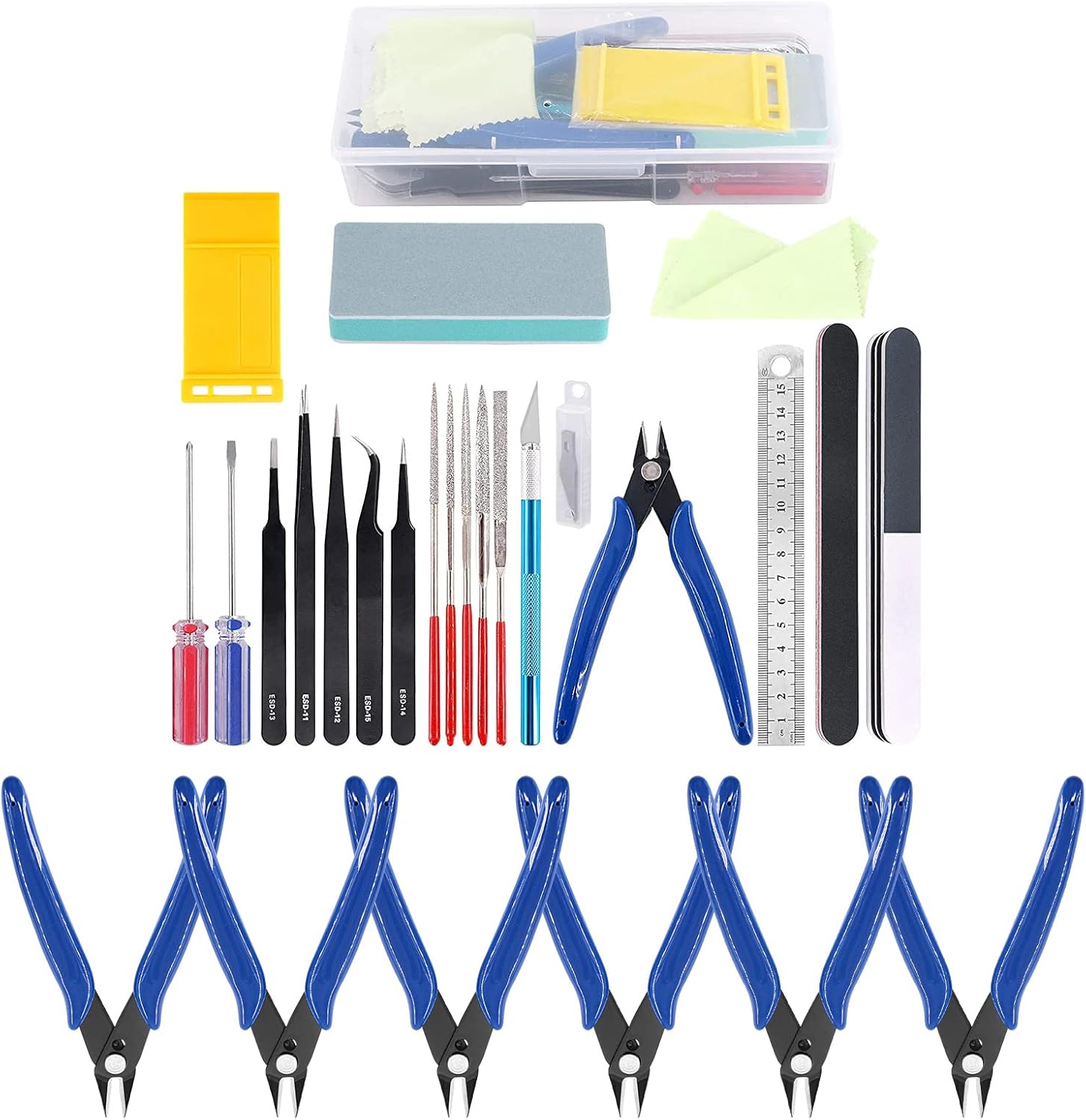 21Pcs Modeler Basic Tools Craft Set and 6Pcs 5 Inch Micro Wire Flush Cutters