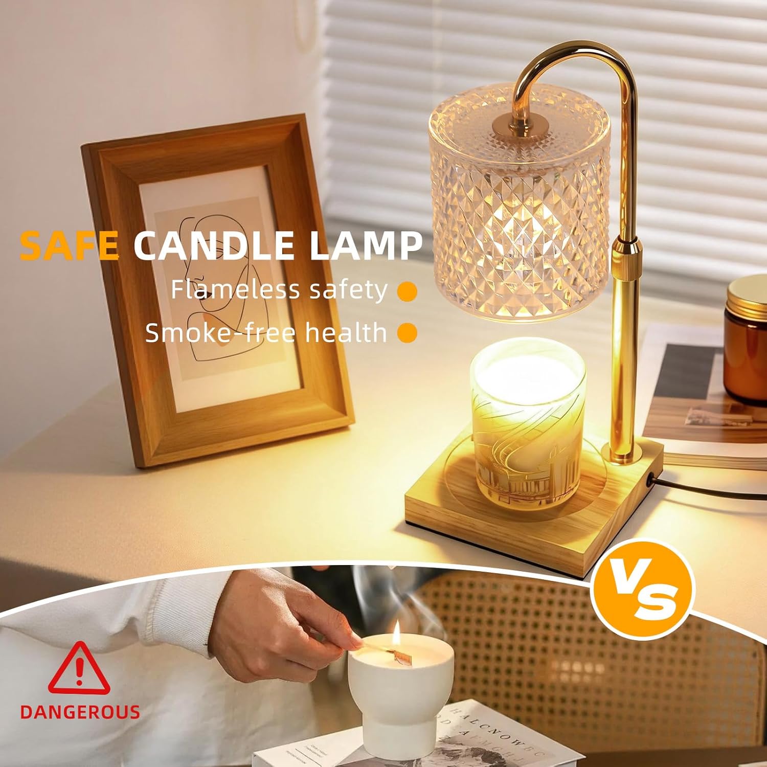 Candle Warmer Lp with Timer Dimmer Adjustable Height, Candle Warmer