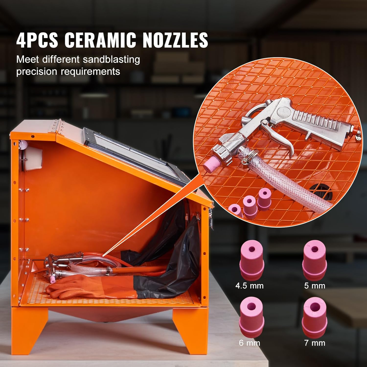 Happybuy 40 Gallon Sandblasting Cabinet, 40-120 PSI Portable Benchtop Blaster, Heavy Duty Steel with Blasting Gun & 4 Ceramic Nozzles for Paint/Rust Removal