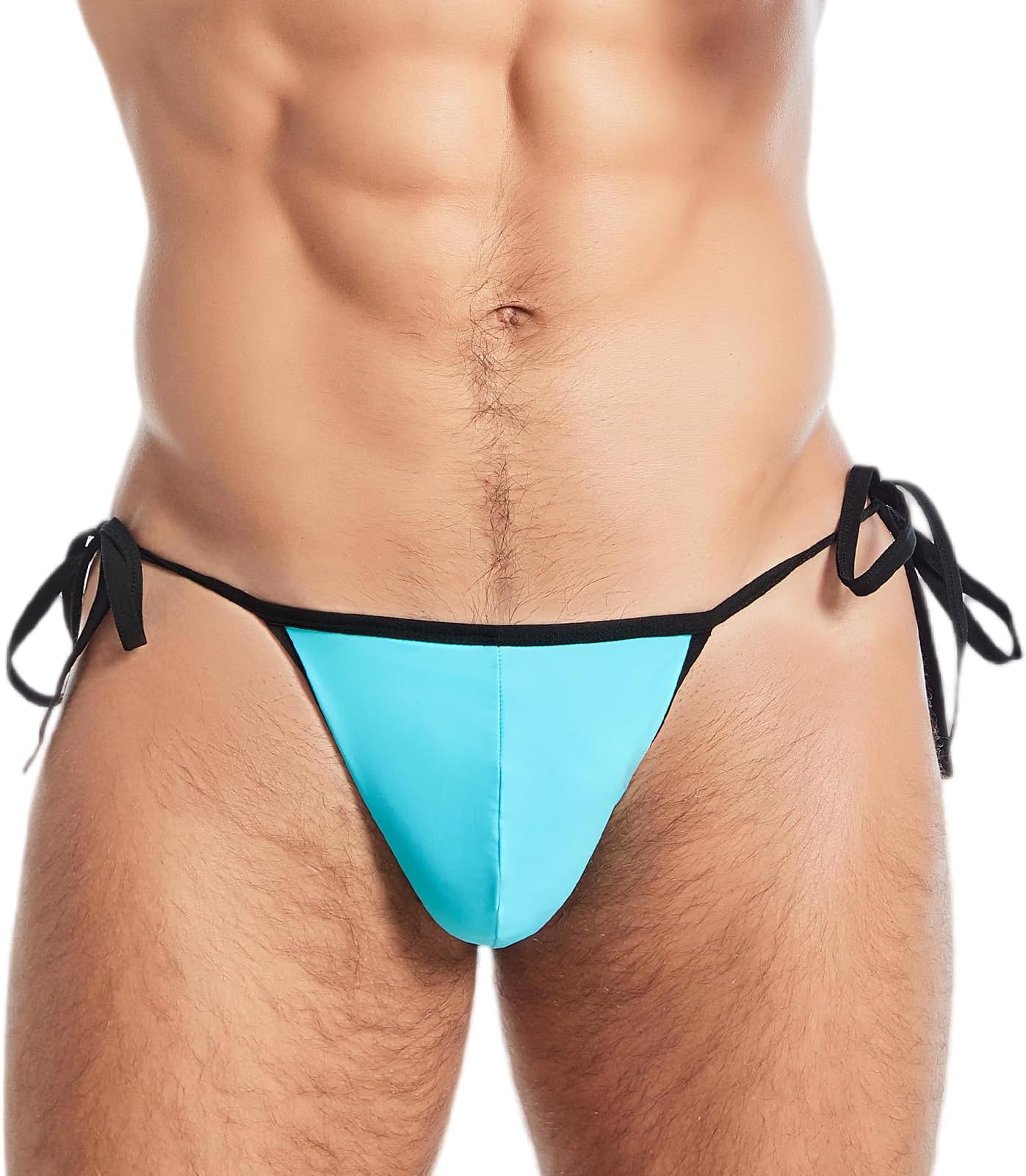FEOYA Men’s String Bikini Thong Swim Briefs Low Rise Tie Side G-String Panties Adjustable Bulge Pouch Underwear Swimwear