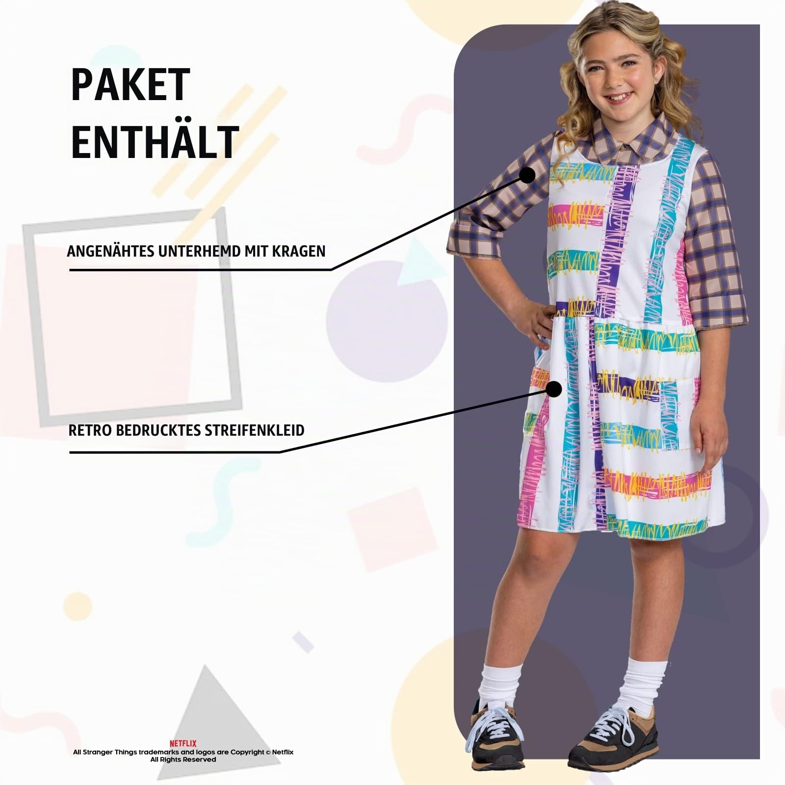 Disguise Mädchen Kostüm Stranger Things Elf Offizielles Kostüm für Kinder Netflix in Größe L verfügbar