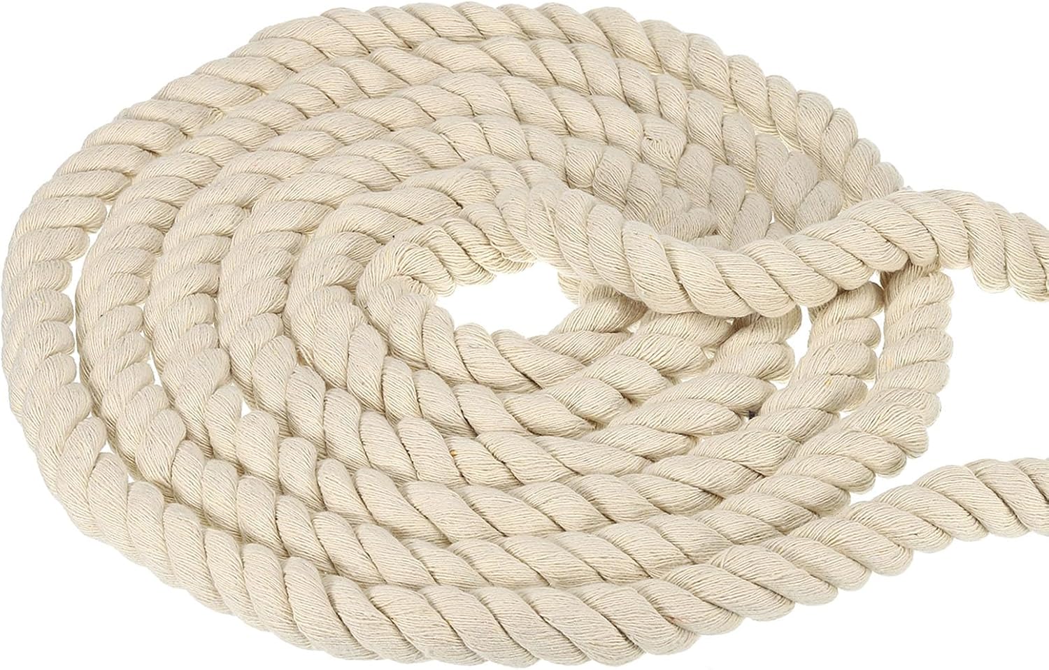 PATIKIL 1 Inch x 39 Feet Natural Twisted Cotton Rope, 3 Strand Soft Craft Rope with Sealing Tape for Craft Railings Home Decor, Beige