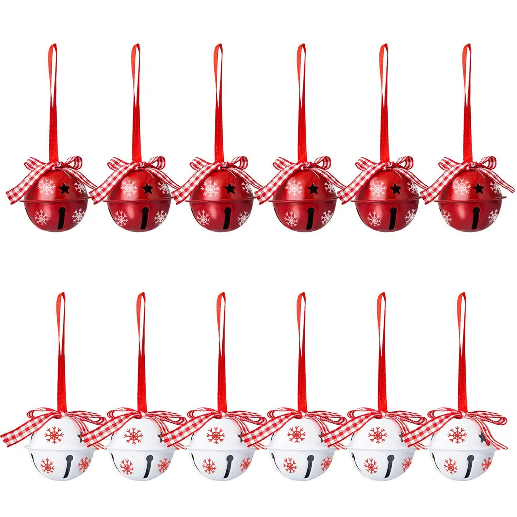 12 Piezas Campana de Navidad,Cascabel de Metal Adorno para árbol de Navidad