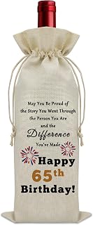Sazuwu Happy 65th Birthday Gifts Wine Bag Birthday Gifts for Men 65 Years Old Inspirational Birthday Quotes Wine Accessories Gifts for Wine Lovers Born in 1959 Gifts for Turning 65