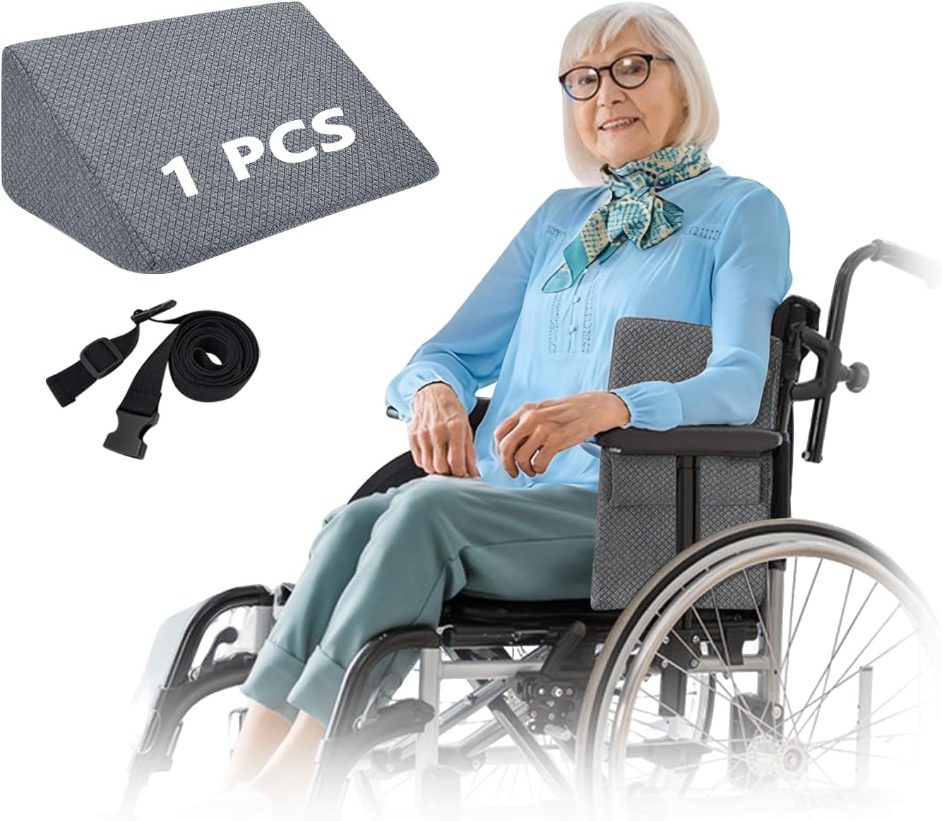 Lateral Support for Wheelchair, Wheelchair Side Pads Cushions for Seniors, Foam Wedge Pillow, Wheel Chair Side Guards Stabilizer Attachment, Adjustable Back Support Panels (1 Pcs)