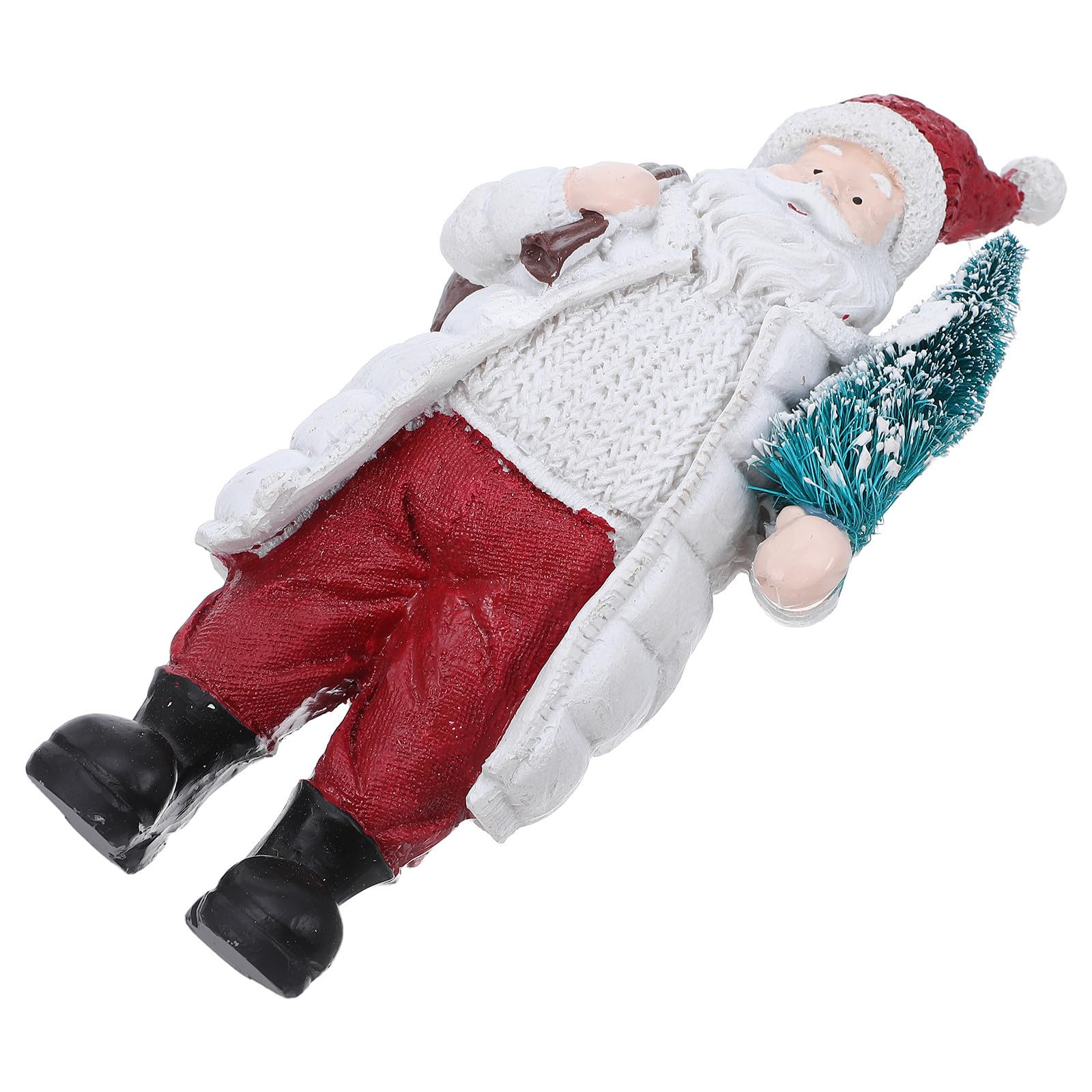 FRCOLOR 2 Piezas Figura de Papá Noel de Resina, 19cm, con Árbol y Bolsa