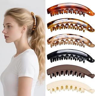 Kavya Women's Banana Clip - 6 Pieces Hair Clip for Women, Non-Slip, Banana Clip, Leopard Hair Clips for Women, Vintage Hair Accessories, Suitable for Women and Girls