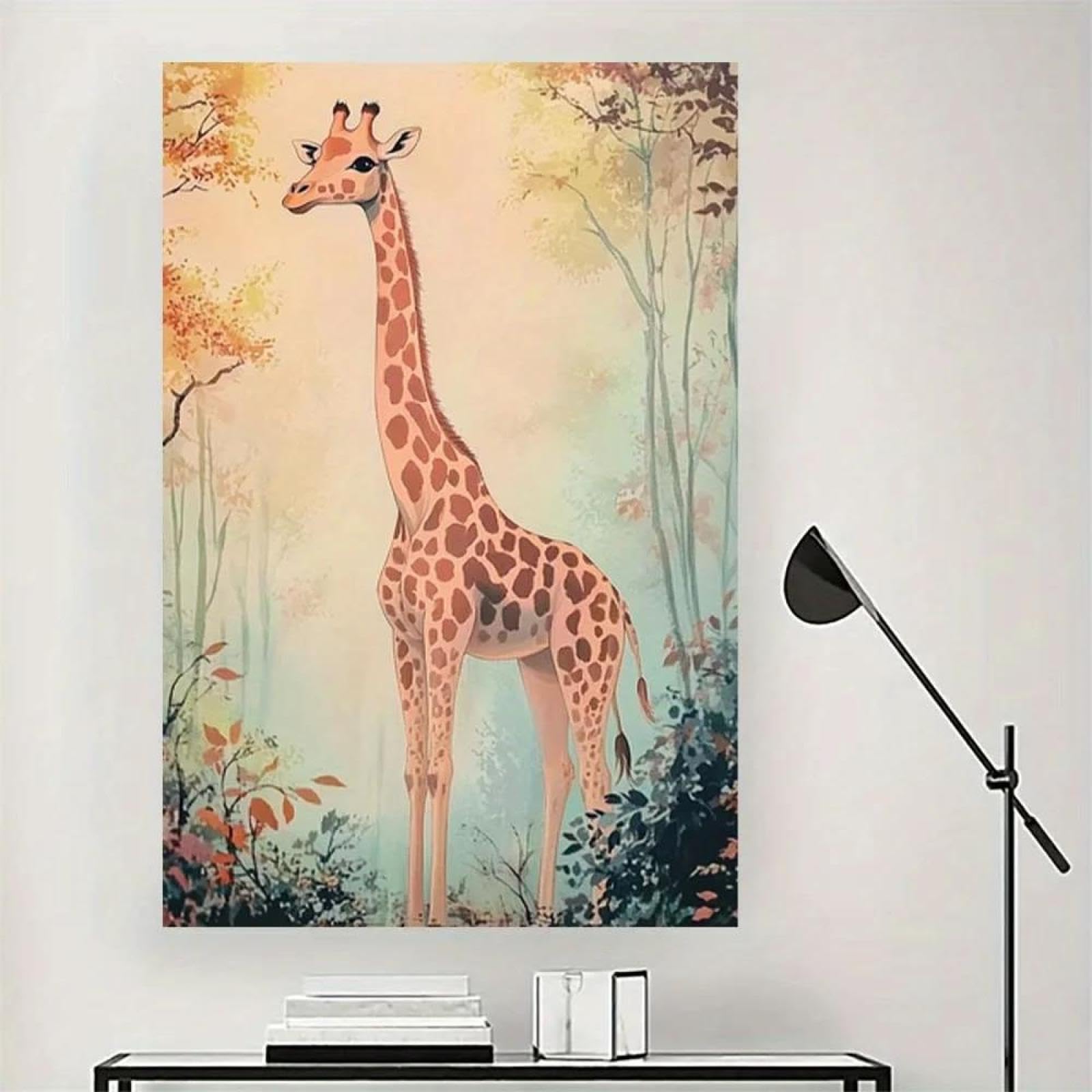 Yocheng Giraffe Forest Canvas Wall Art - Inspirational Wildlife Nature Scene With Vibrant Colors 60x90cm No Frame