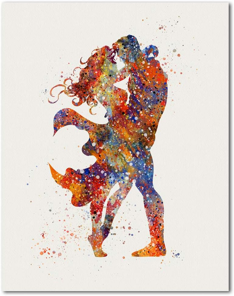 Superman and Wonder Woman Clark Kent and Princess Diana Kiss Print