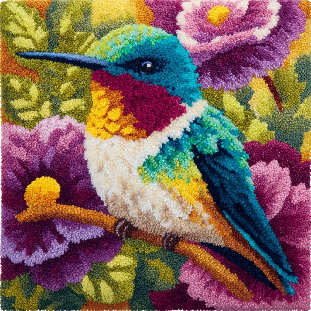 Henypt Latch Hook Kits-C Diy Latch Hook Kits Pillow, Flowers And Birds