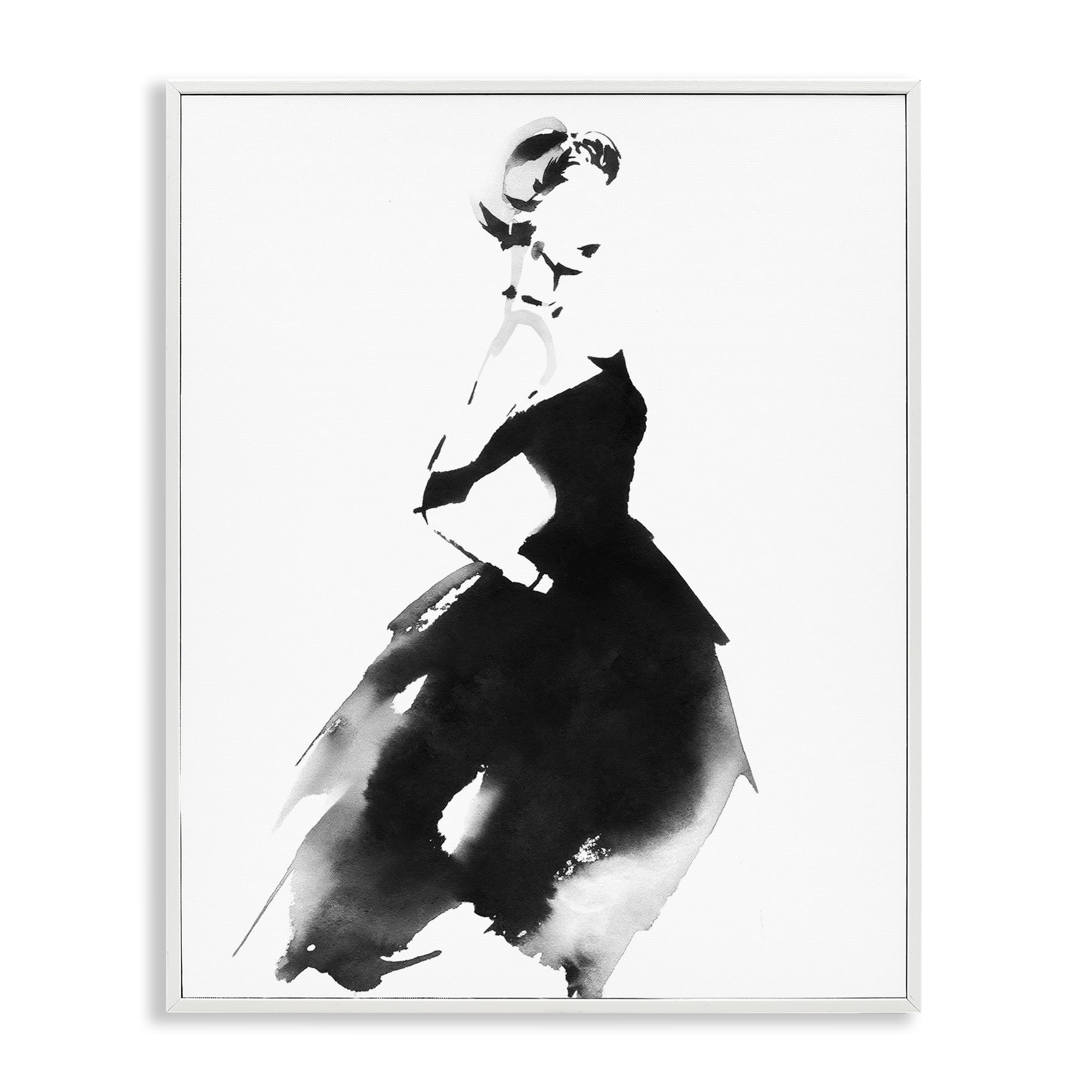 Stupell Industries Coastal White (Textured) Shadow Waltz Silhouette Glam Portrait, 24 X 30 Inch Framed Giclée Print