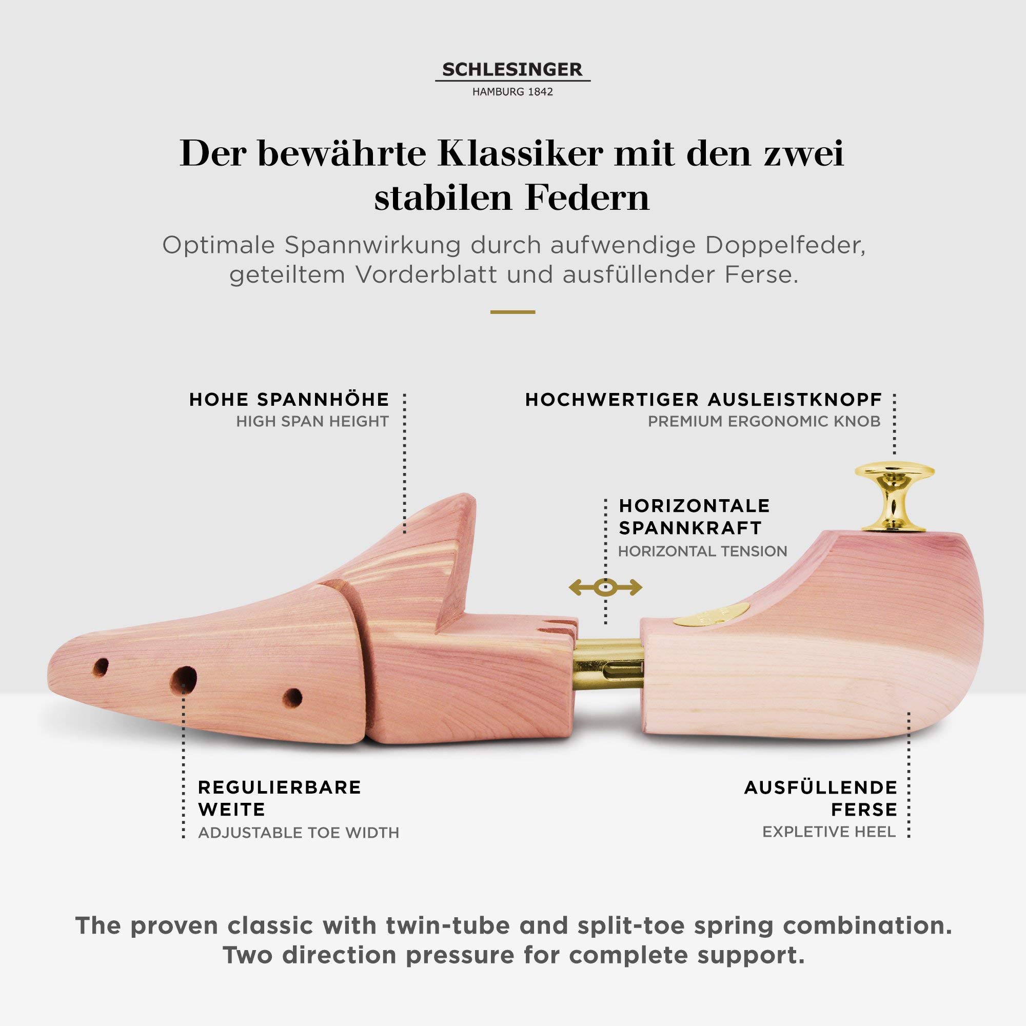 Schlesinger – 4 Paar Premium Herren Schuhspanner aus edlem Zedernholz für eine optimale Schuhpflege. Modell Kaiser. Größe 35 – 52 in Silber oder Gold.…