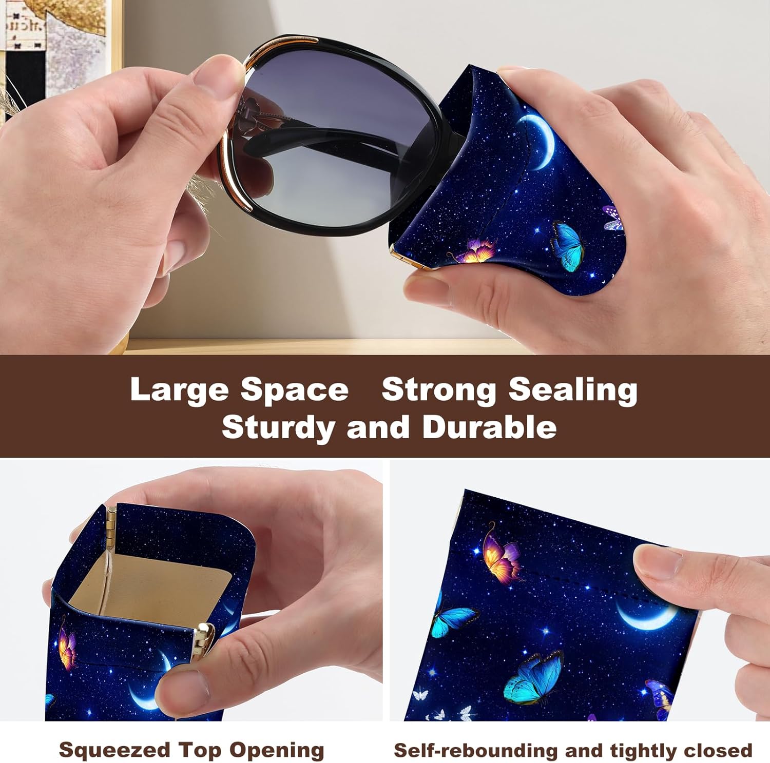 2Pcs Sunglass Eyeglass Glasses Case Soft PU Leather with Cleaning Cloth Cute Glasses Pouch Bag for Men Women Girs - Image 5