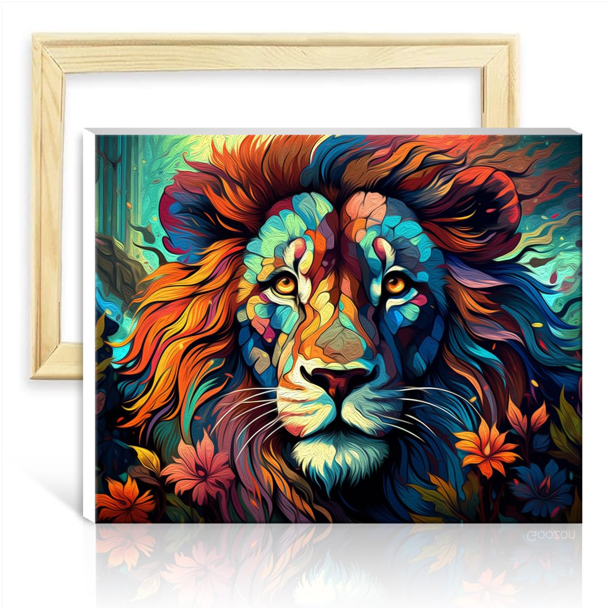 TANGFEIY Paint by Numbers Brushes Kits Jungle Lion Painting Adults with Brushes and Acrylic Pigment Kits on Canvas for Wall Art Decor NO Frame(60x75cm)