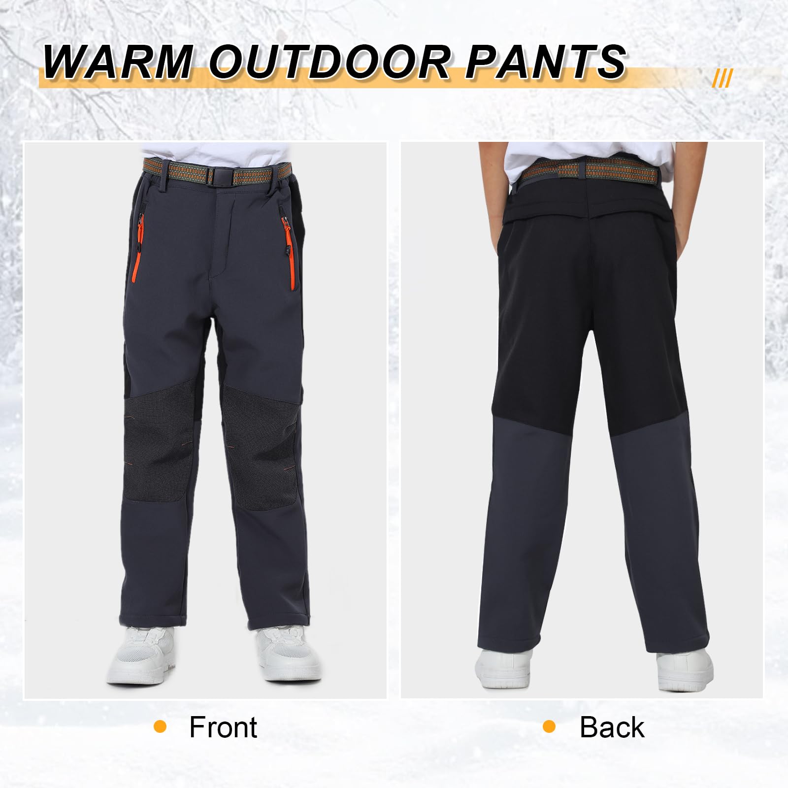 LHHMZ Pantalones de Invierno para Exteriores de Invierno con Forro Polar cómodo para niños, Pantalones de Senderismo para niños y niñas con Nieve cálida