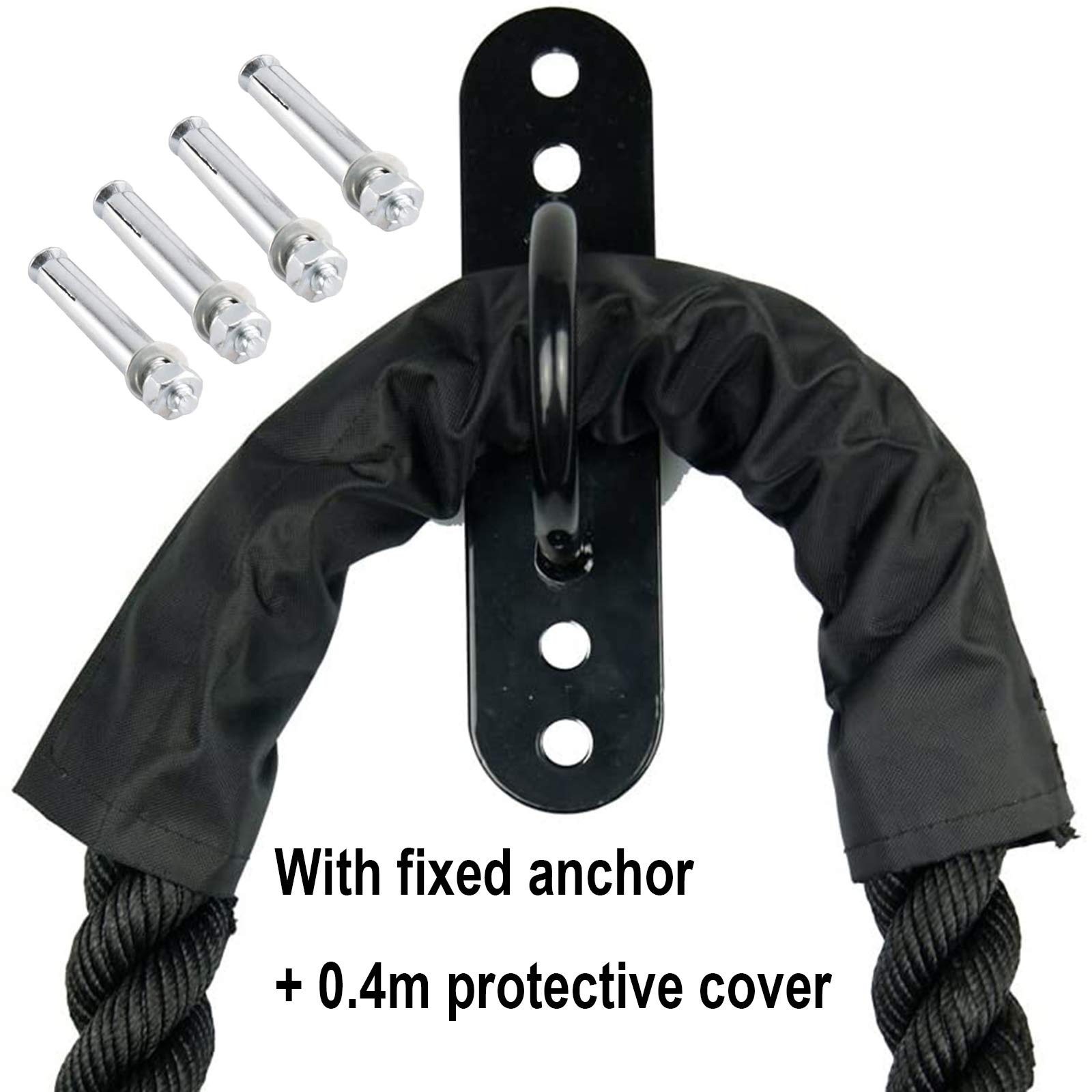 Battle Rope Hua Fitness Battle Seil 9m 12m 15m, Durchmesser 38mm, Kernfestigkeit Trainingseil Für Männer Und Frauen, Umfassendes Physisches Kampfschnur Befestigungsanchor Kit (Size : 38mm*9m)