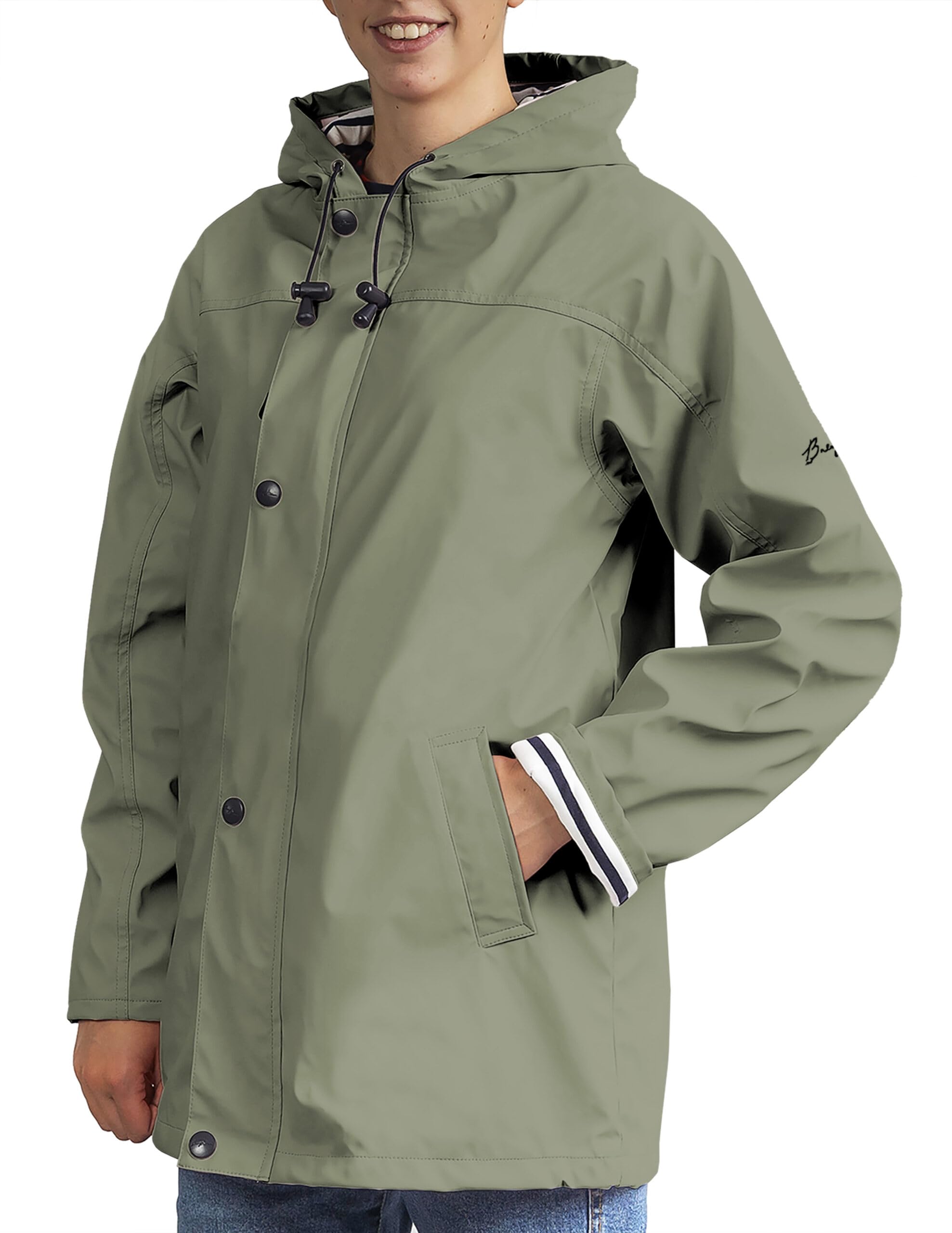 Breizh Ocean - Giacca Impermeabilie Donna o Uomo, dalla XS alla 4XL, Marchio Francese FARMOR, Kway Donna i-Imperabile con Interni a Righe - Disponibili Taglie Grandi