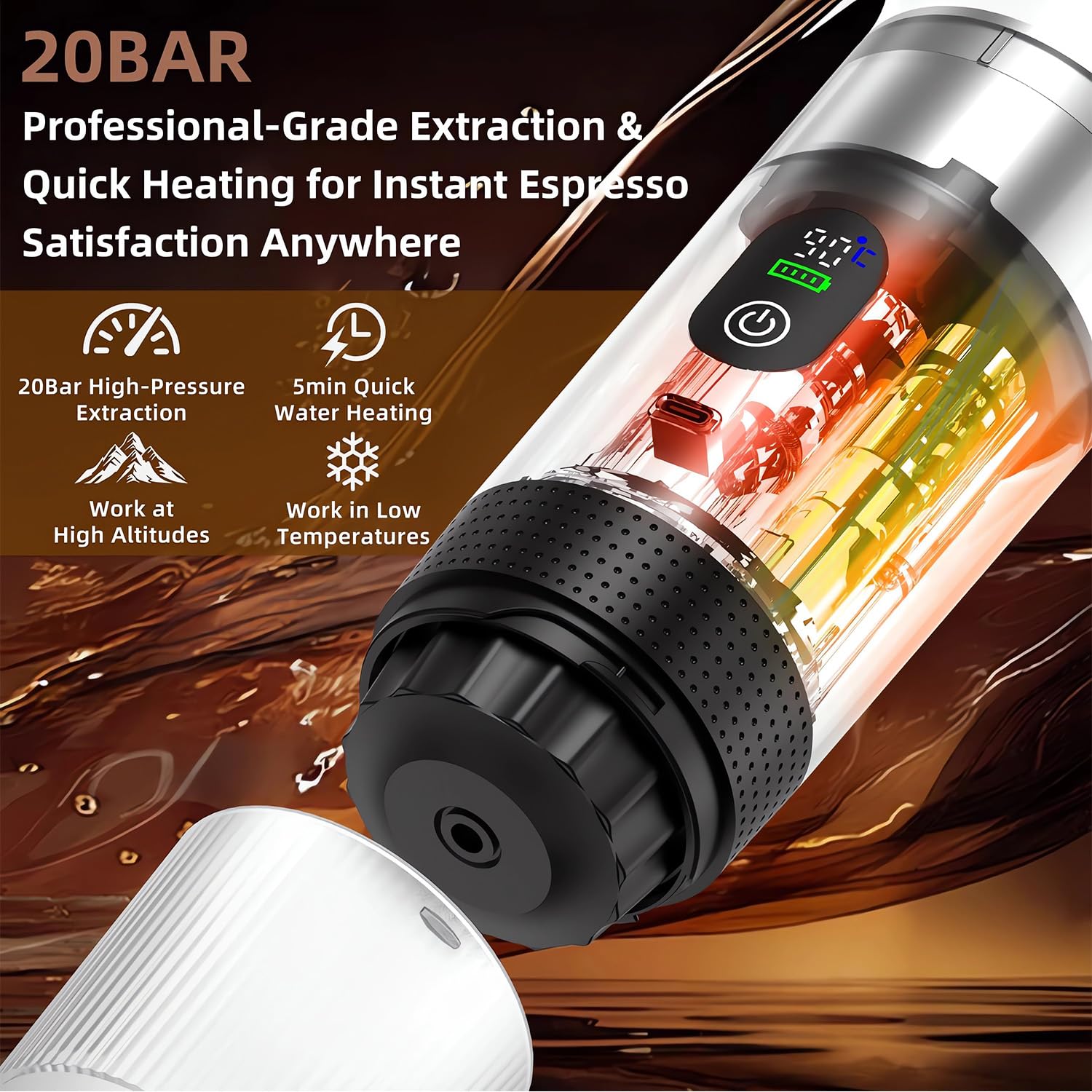 Gubbett Machine à Cafe Portable,3 En 1 Cafetière à Expresso