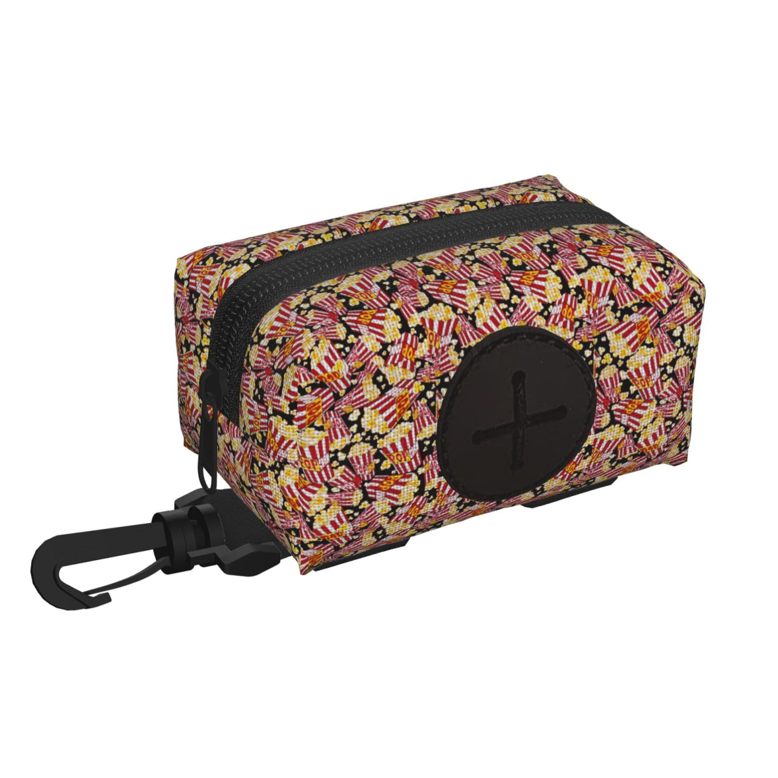 Pphgut Black Popcorn Print Print Waterproof Pet Waste Treat Bag Outdoor Walking Hiking Pouch Camping Accessory