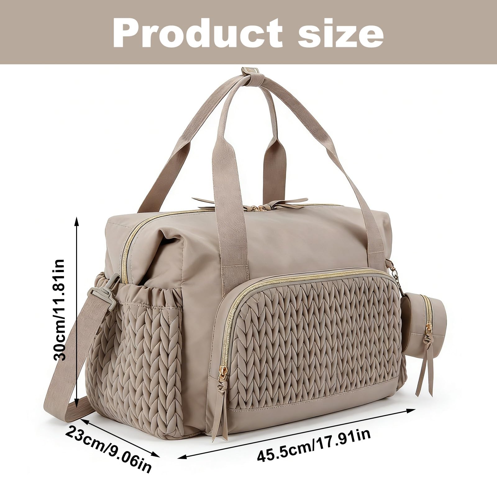 FARYODI Bolsa de pañales para bebé, bolsa de pañales multifuncional para mamás, bolsa de pañales grande con correa ajustable para el hombro, compartimento para chupete separado, para viajes, playa
