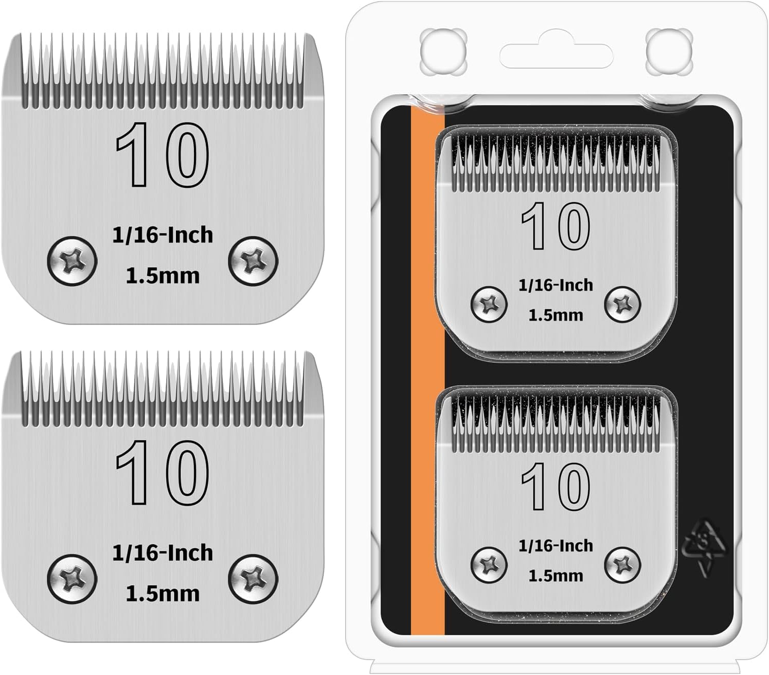 4FC Detachable Pet Clipper Replacement Blades Compatible with Andis/Oster A5/Wahl KM10 Series Dog Clipper,Made of Ceramic Blade & Stainless Steel Blade,Size 4FC Cut Length 3/8-Inch（2 Pack）